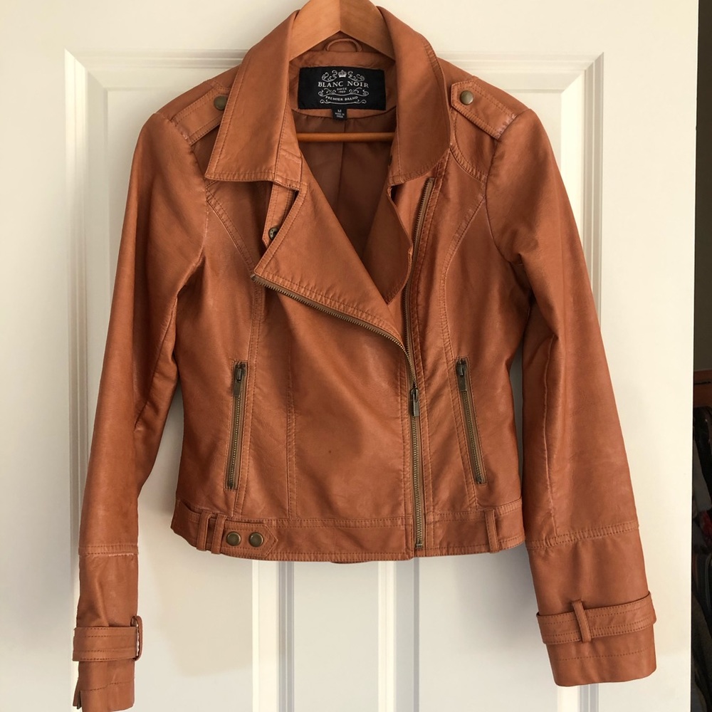 Blanc Noir Faux Leather Moro Jacket